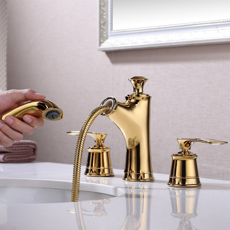 Circular 2-Handle Bathroom Faucet 3 Hole Widespread Bathroom Sink Faucet