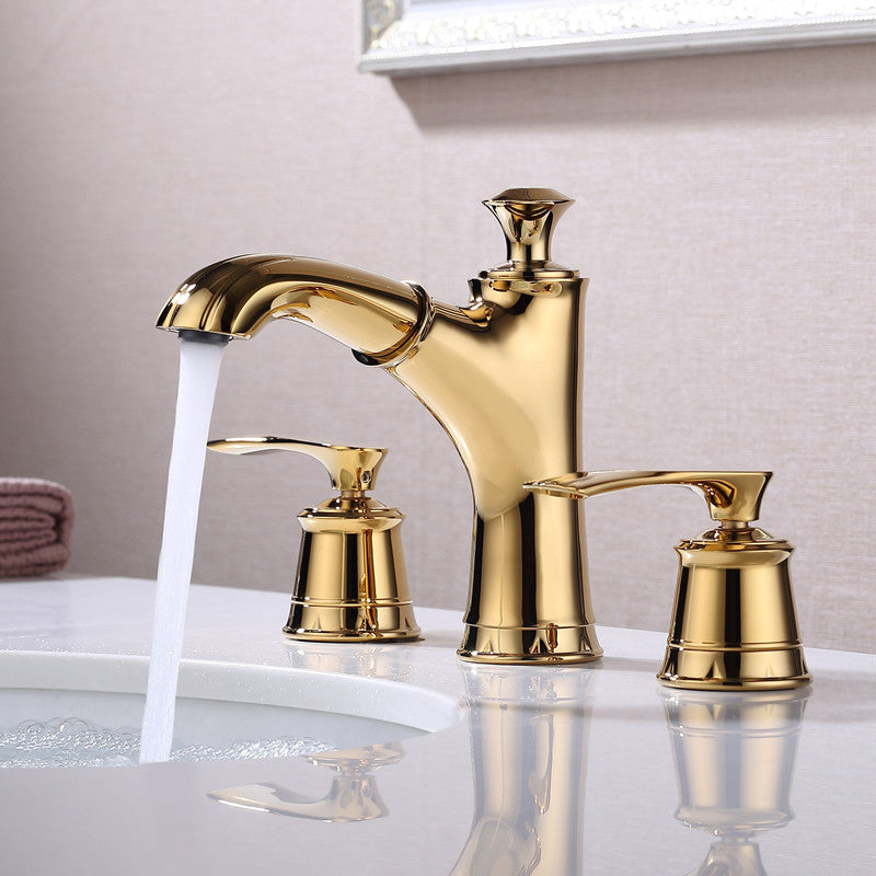 Circular 2-Handle Bathroom Faucet 3 Hole Widespread Bathroom Sink Faucet