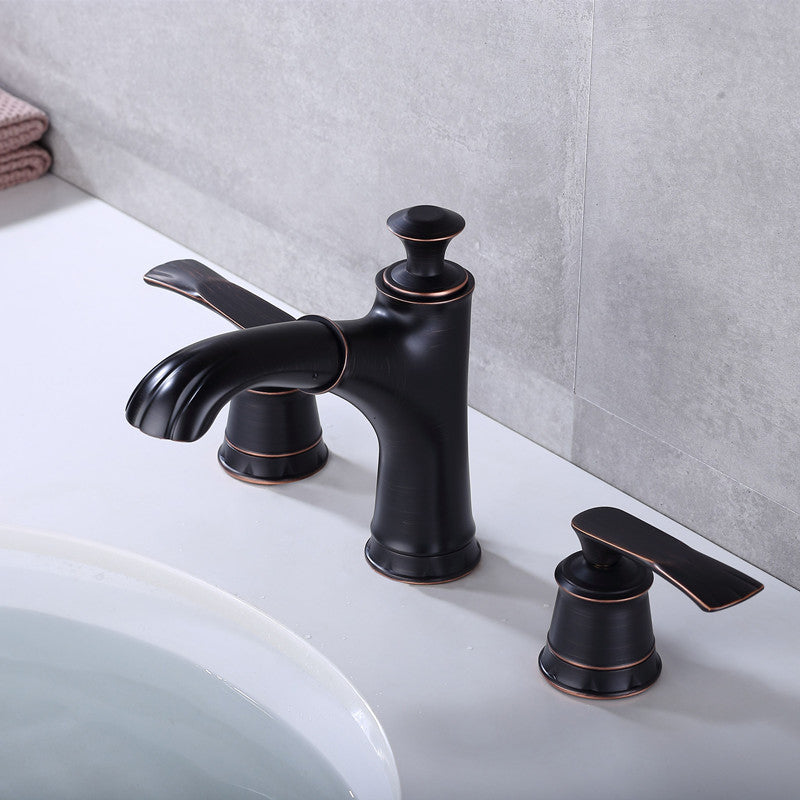 Circular 2-Handle Bathroom Faucet 3 Hole Widespread Bathroom Sink Faucet