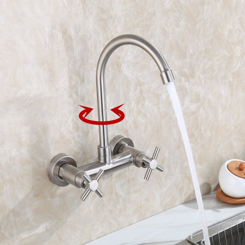 Circular 2-Handle Bathroom Faucet Single Hole Wall Mounted Bathroom Faucet