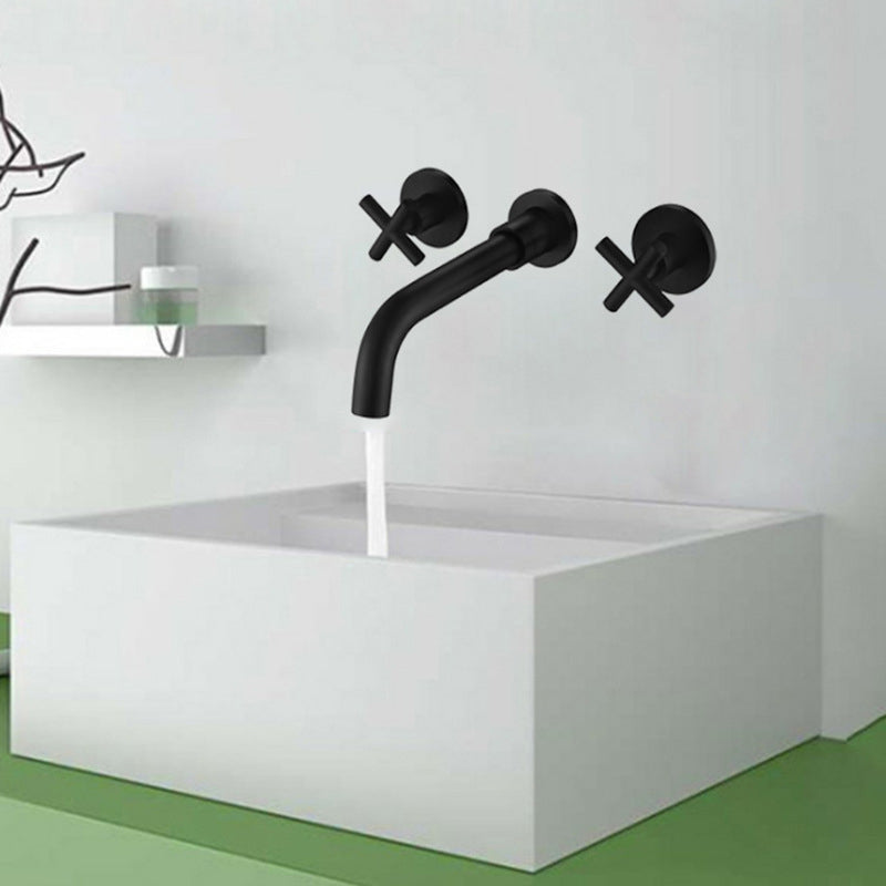 Circular 2-Handle Bathroom Faucet 3 Hole Wall Mounted Bathroom Faucet