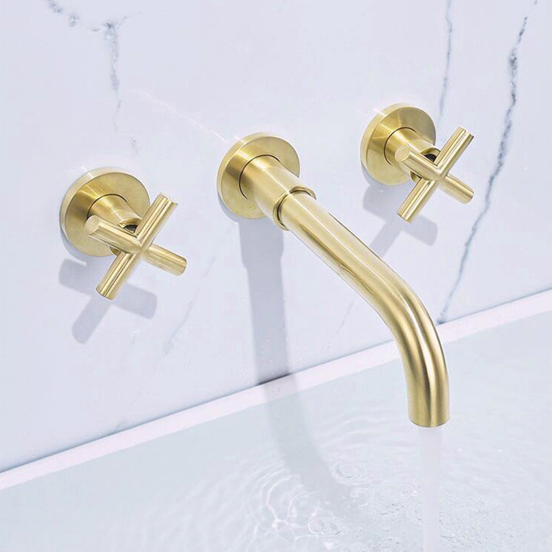 Glam Bathroom Sink Faucet Circular Wall Mounted Bathroom Faucet with Cross Handles