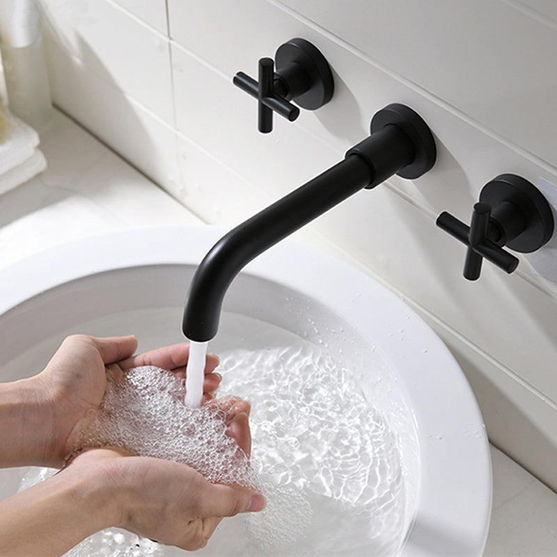 Glam Bathroom Sink Faucet Circular Wall Mounted Bathroom Faucet with Cross Handles