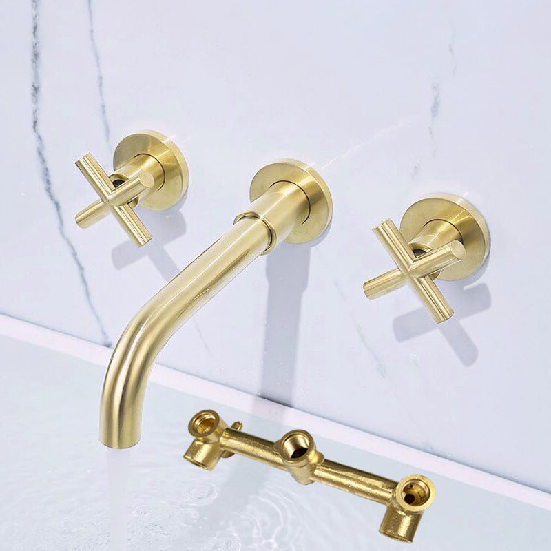 Glam Bathroom Sink Faucet Circular Wall Mounted Bathroom Faucet with Cross Handles