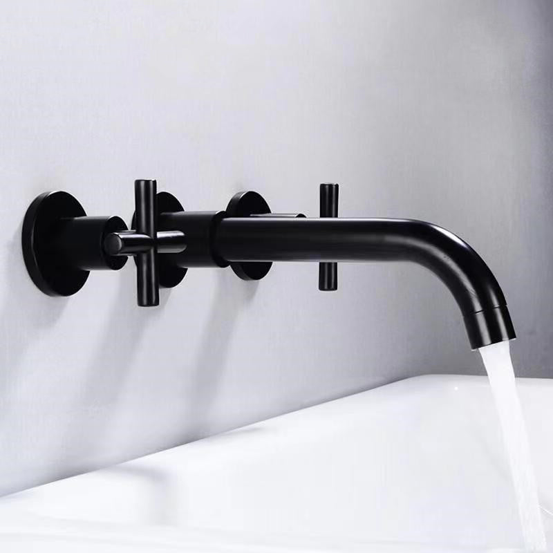 Modern 1 or 2-Handle Bathroom Sink Faucet Circular Wall Mounted Bathroom Faucet.