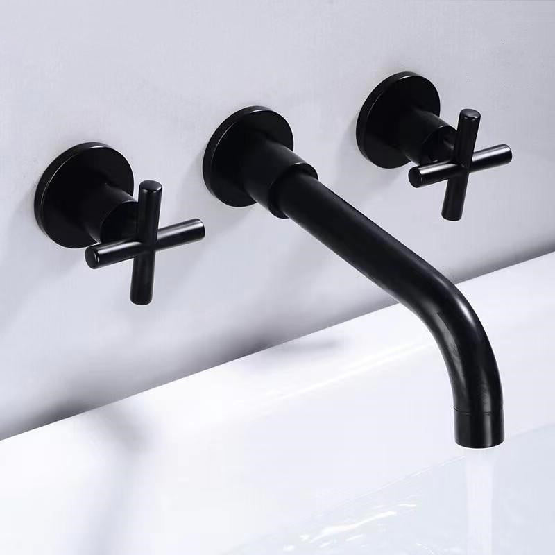 Modern 1 or 2-Handle Bathroom Sink Faucet Circular Wall Mounted Bathroom Faucet.