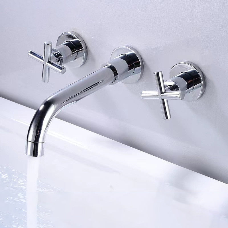 Modern 1 or 2-Handle Bathroom Sink Faucet Circular Wall Mounted Bathroom Faucet.