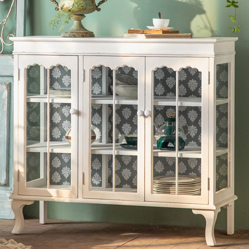 Traditional Solid Wood Display Cabinet Multi-shelf Buffet Cabinet for Living Room