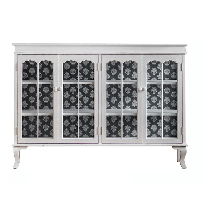 Traditional Solid Wood Display Cabinet Multi-shelf Buffet Cabinet for Living Room