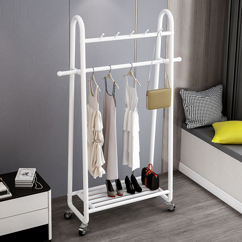 Modern Coat Hanger Solid Color Metal Coat Rack with Storage Shelving