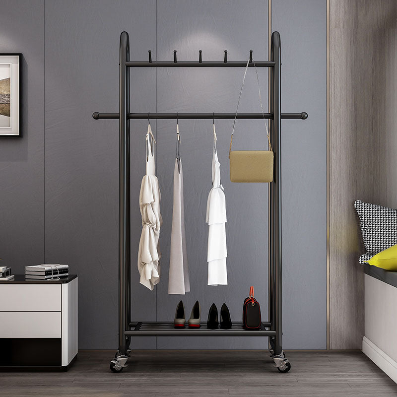 Modern Coat Hanger Solid Color Metal Coat Rack with Storage Shelving