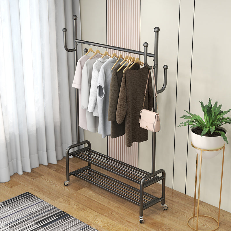 Modern Style Mobile Coat Rack Free Standing Hooks Design Metallic Coat Rack