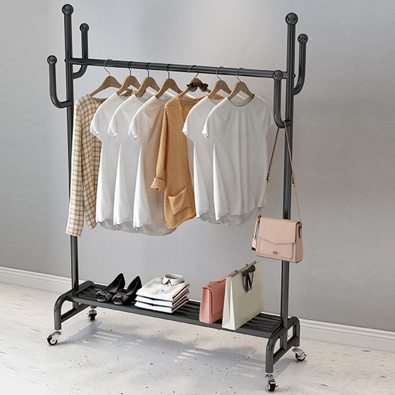 Classic Metal Clothes Hanger Free Standing Hooks Coat Rack with Storage Shelving