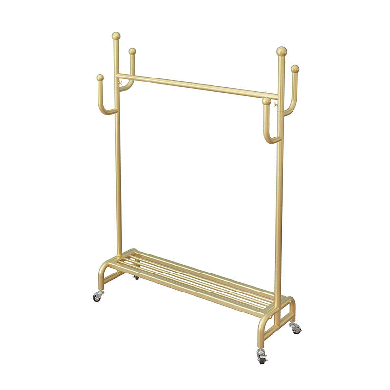 Classic Metal Clothes Hanger Free Standing Hooks Coat Rack with Storage Shelving