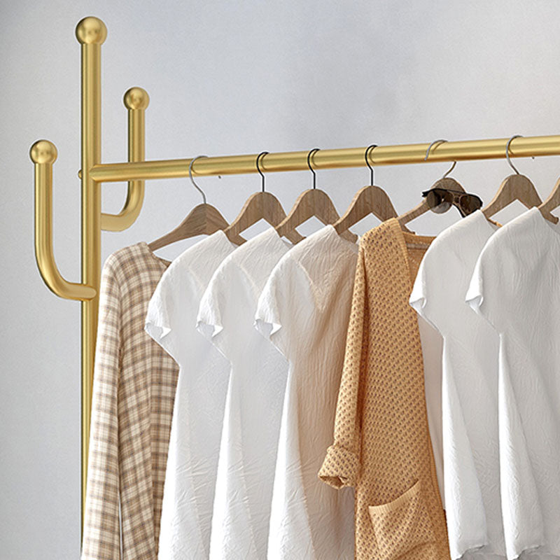 Classic Metal Clothes Hanger Free Standing Hooks Coat Rack with Storage Shelving