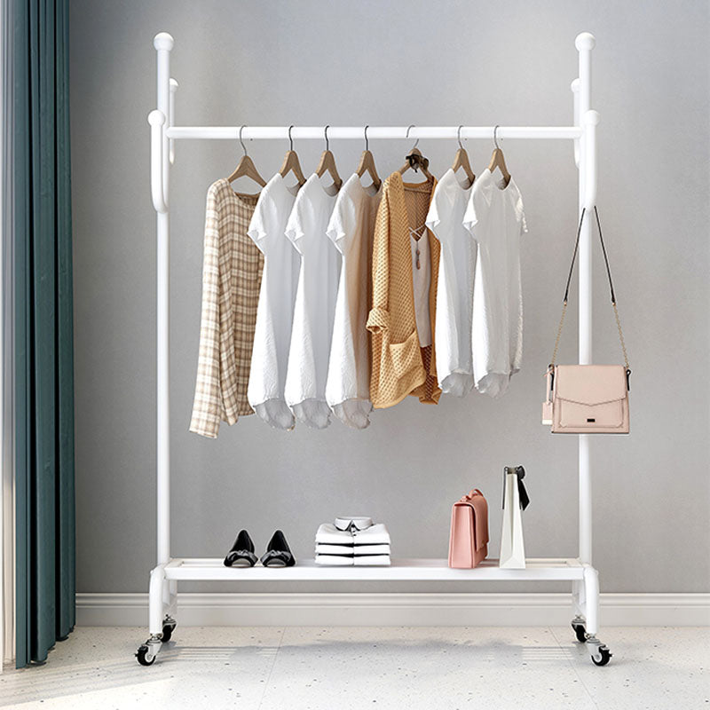 Classic Metal Clothes Hanger Free Standing Hooks Coat Rack with Storage Shelving