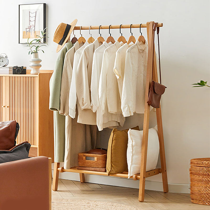 Modern Style Coat Rack Solid Wood Free Standing Coat Rack With Shelve