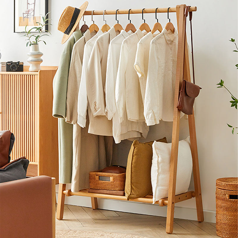 Modern Style Coat Rack Solid Wood Free Standing Coat Rack With Shelve