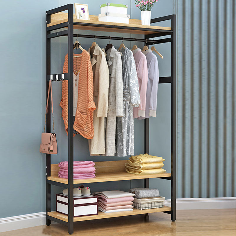 Modern Style Coat Rack Metal Frame Multi-layer Shelve Design Free Standing Coat Rack