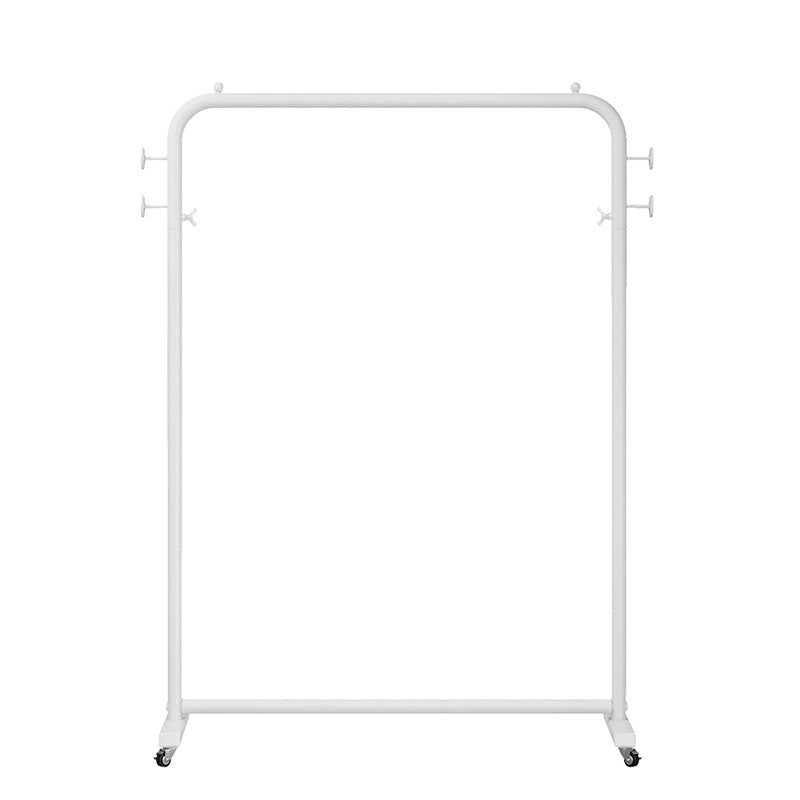 Modern Hall Stand Metal Hanging Rail and 4 Hooks Coat Rack with Castors