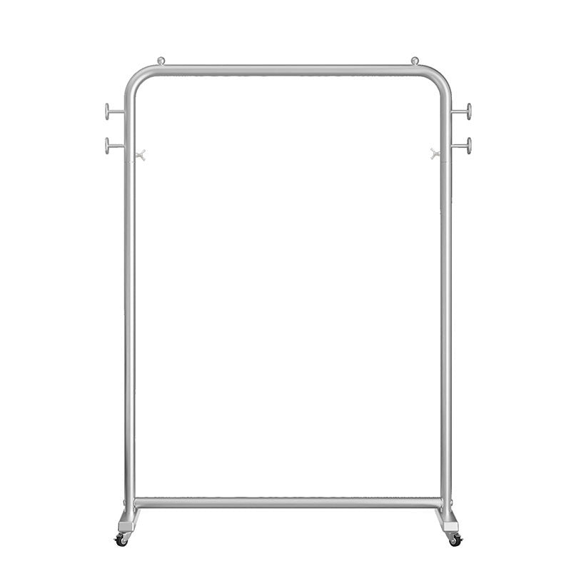 Modern Hall Stand Metal Hanging Rail and 4 Hooks Coat Rack with Castors