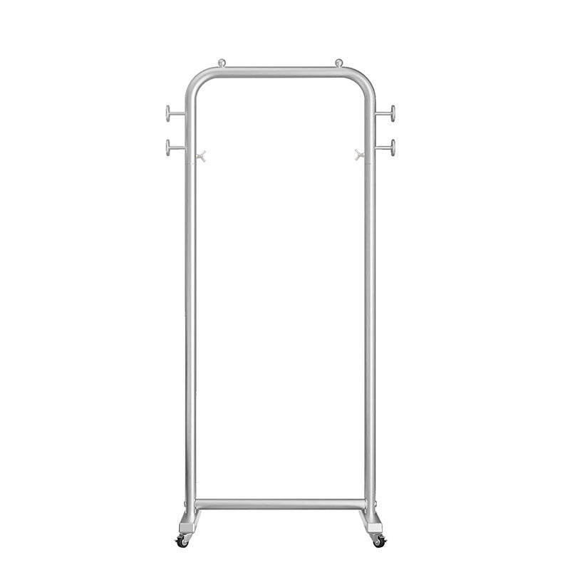 Modern Hall Stand Metal Hanging Rail and 4 Hooks Coat Rack with Castors