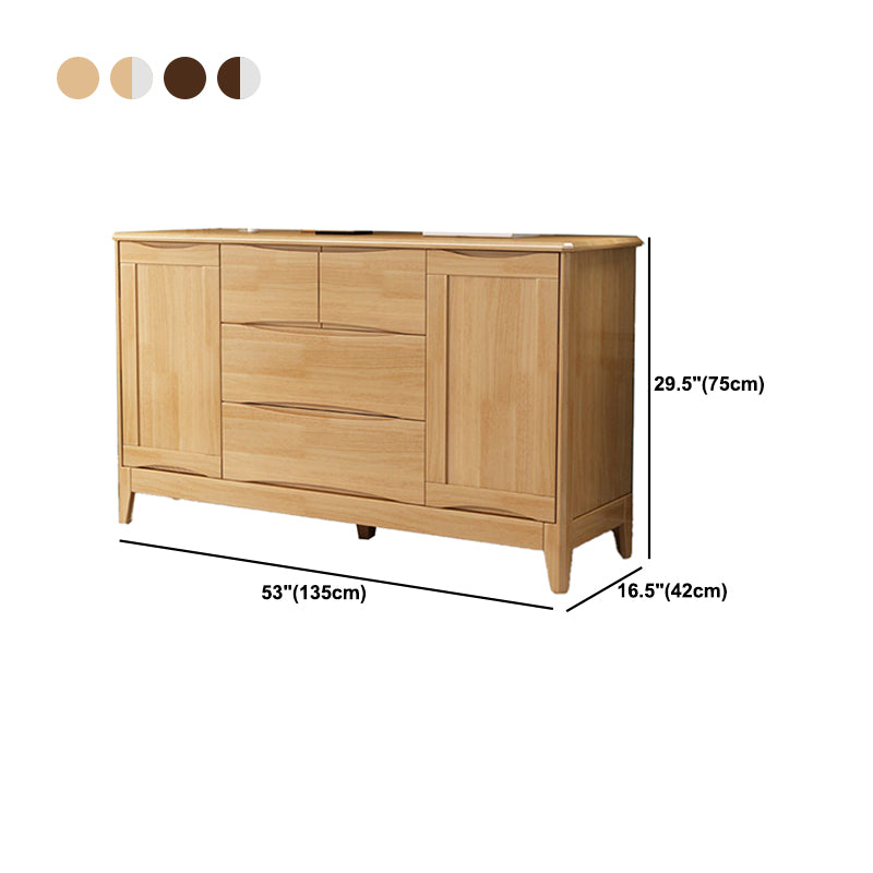 Modern 16.53" Wide Accent Chest with 1/2 Doors Rubberwood Brown Chest with 4 Drawers