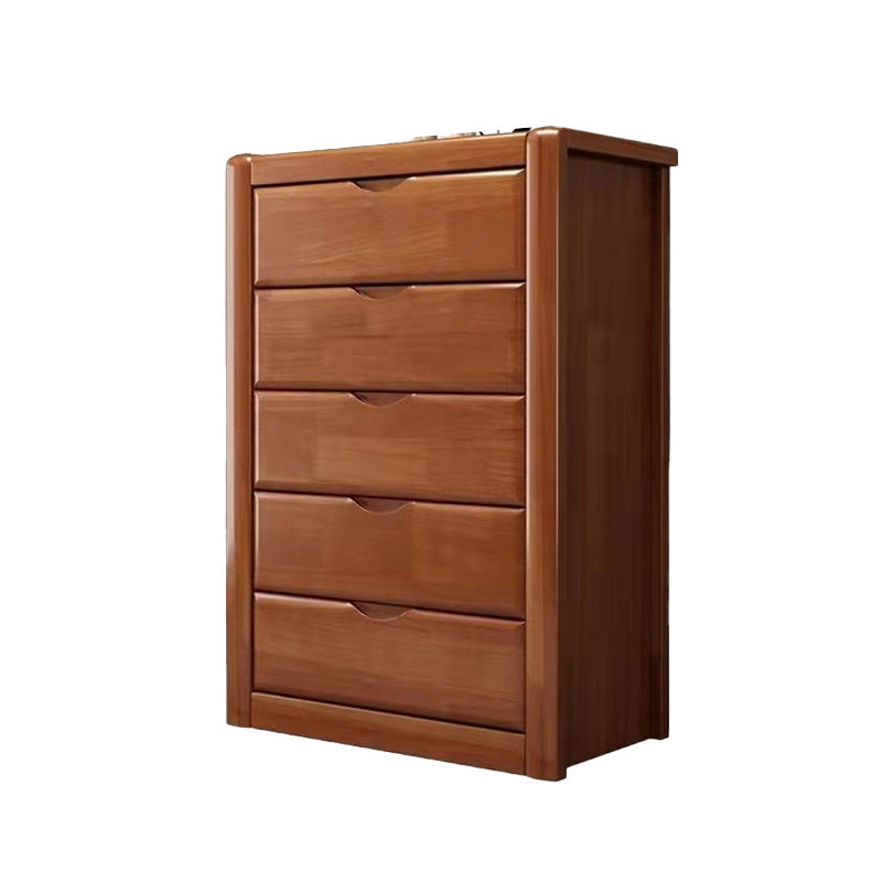 Modern 15.74" Wide Accent Chest Brown Rubberwood Chest with Drawers