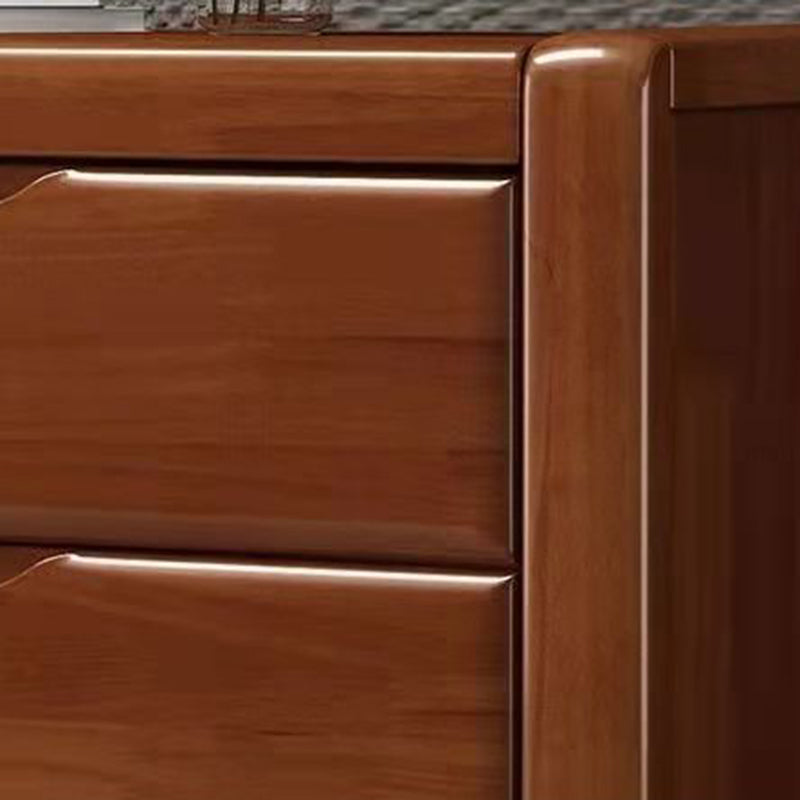 Modern 15.74" Wide Accent Chest Brown Rubberwood Chest with Drawers