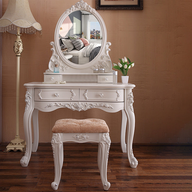 White Vanity Dressing Table Set Victorian Mirrored Wood Vanity