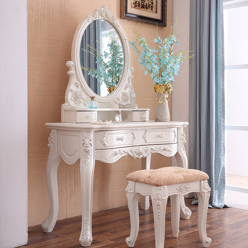 White Vanity Dressing Table Set Victorian Mirrored Wood Vanity