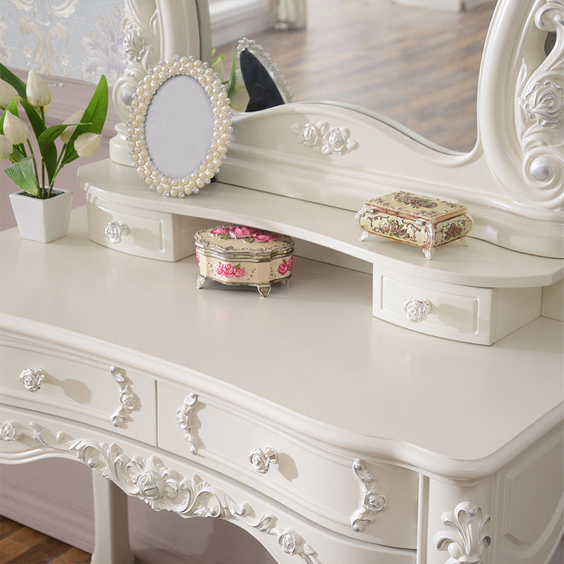 White Vanity Dressing Table Set Victorian Mirrored Wood Vanity