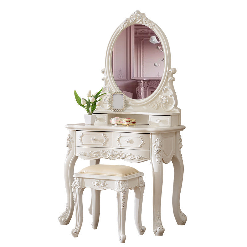 White Vanity Dressing Table Set Victorian Mirrored Wood Vanity