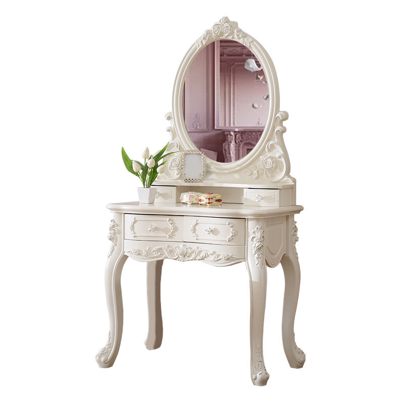 White Vanity Dressing Table Set Victorian Mirrored Wood Vanity