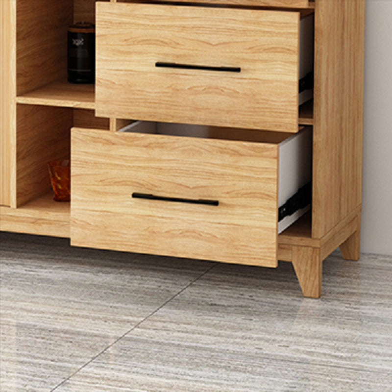 Modern Credenza Engineered Wood Sideboard Table with Sliding Glass Door