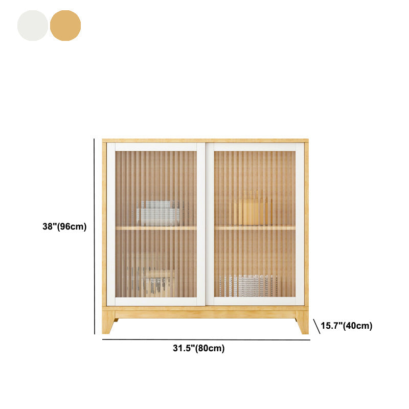 Modern Credenza Engineered Wood Sideboard Table with Sliding Glass Door