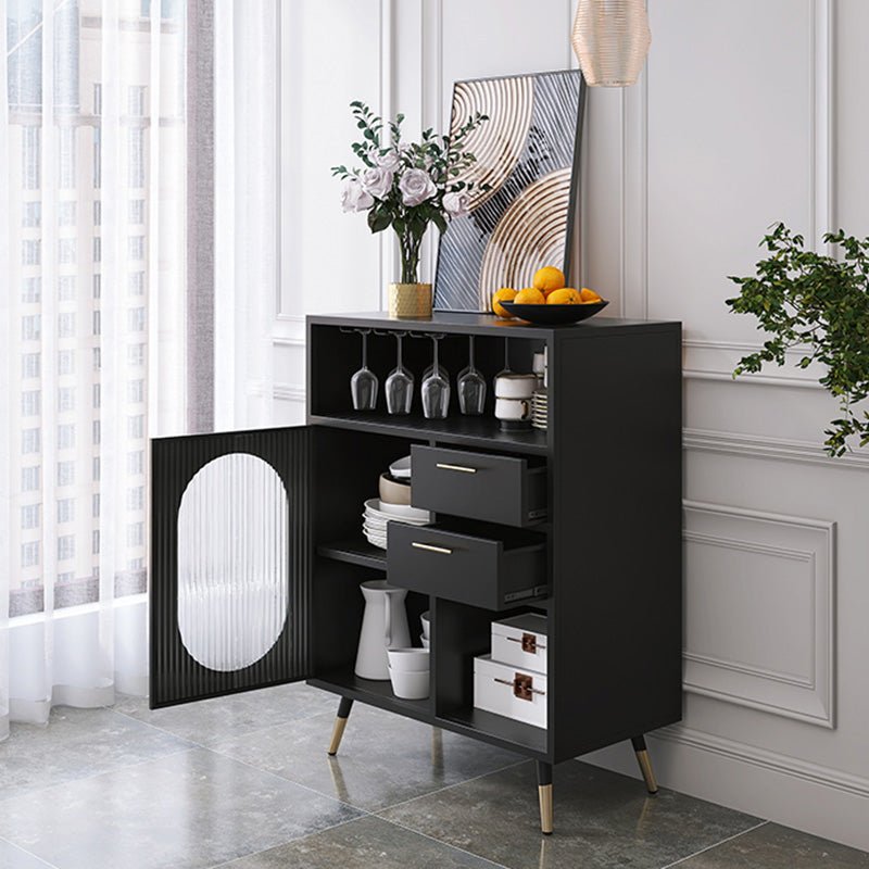 Sintered Stone Sideboard Table 2-drawer Dining Server with Metal Legs