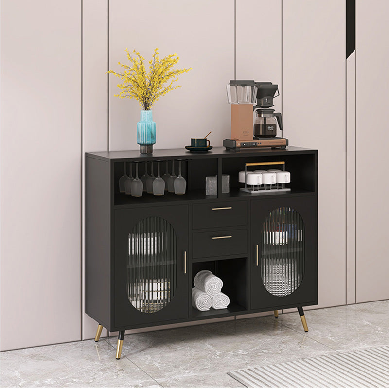 Sintered Stone Sideboard Table 2-drawer Dining Server with Metal Legs