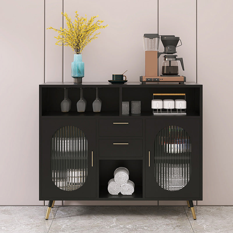 Sintered Stone Sideboard Table 2-drawer Dining Server with Metal Legs