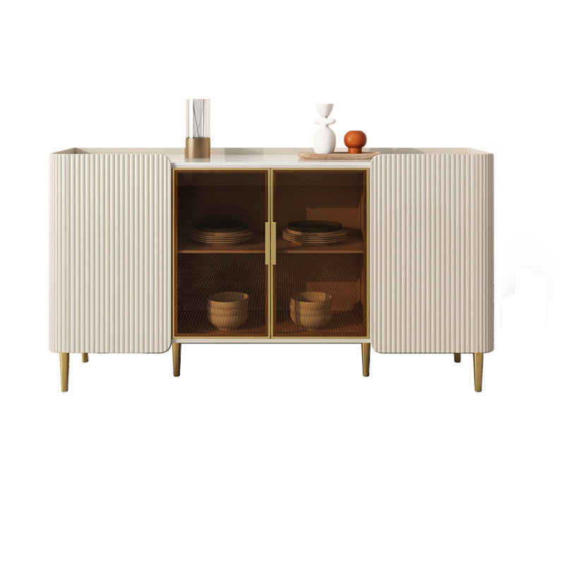 White Glam Buffet Sideboard Cabinets Dining Buffet for Living Room