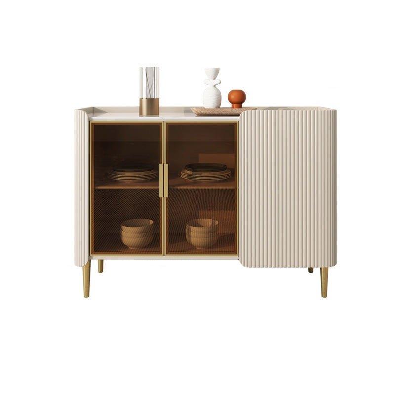 White Glam Buffet Sideboard Cabinets Dining Buffet for Living Room