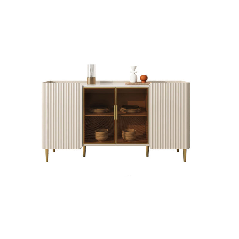 White Glam Buffet Sideboard Cabinets Dining Buffet for Living Room