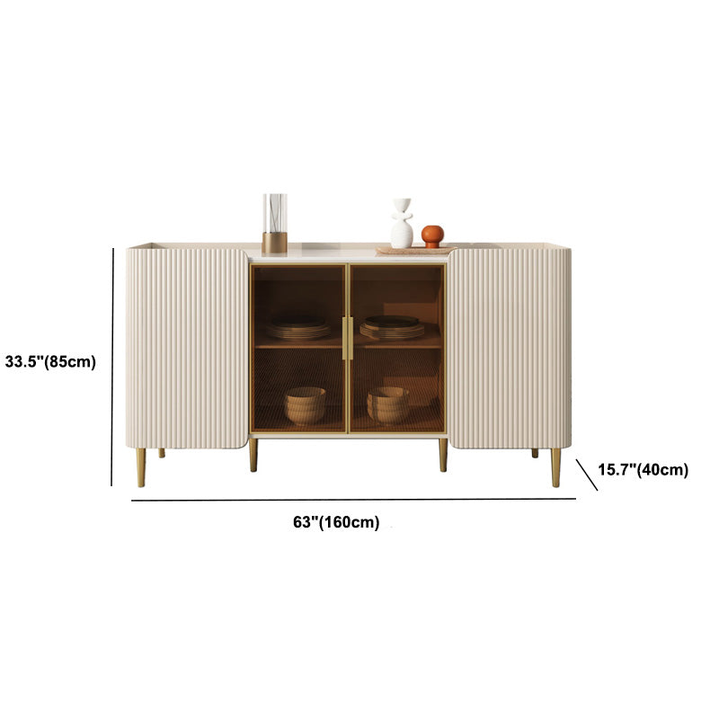 White Glam Buffet Sideboard Cabinets Dining Buffet for Living Room