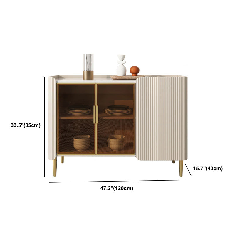 White Glam Buffet Sideboard Cabinets Dining Buffet for Living Room