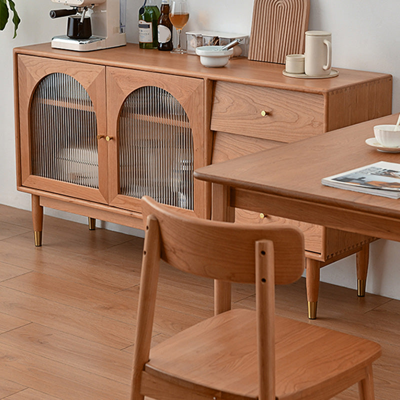 Modern 15.7"W Sideboard 3-drawer Solid Wood Credenza with Glass Door