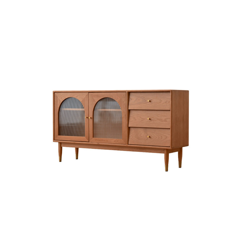 Modern 15.7"W Sideboard 3-drawer Solid Wood Credenza with Glass Door