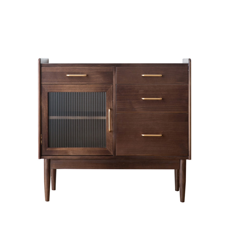 Pine Solid Wood Dining Server 4-drawer Sideboard with Adjustable Shelving