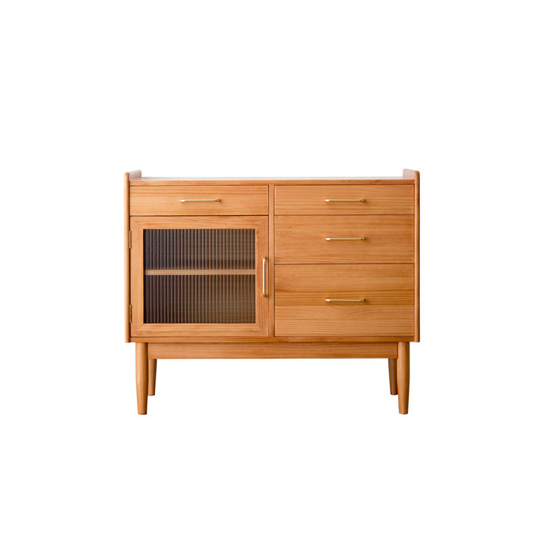 Pine Solid Wood Dining Server 4-drawer Sideboard with Adjustable Shelving