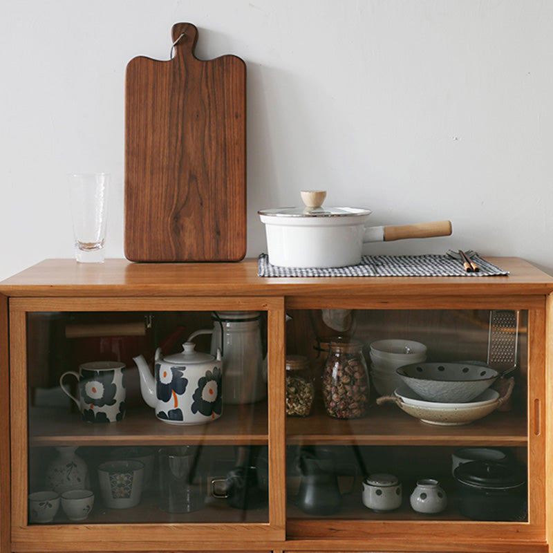 15.7"W√ó39.4"H Modern Solid Wood Sideboard Adjustable Shelves Dining Server with Glass Door