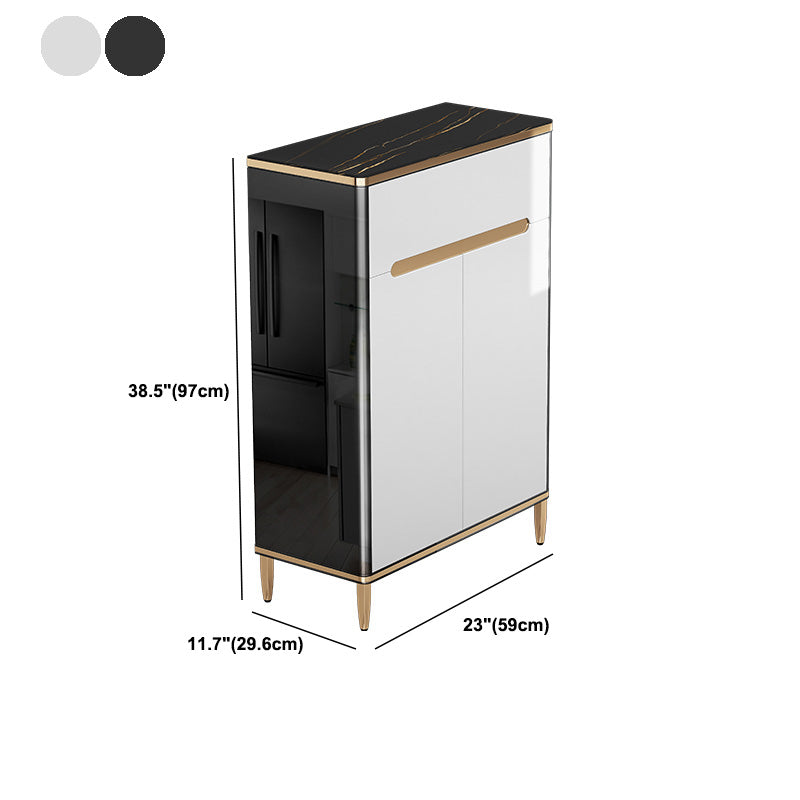 1 Drawer Dining Server Glam Sintered Stone Side Board with Cabinets